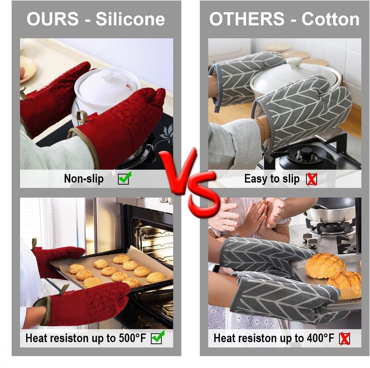 6-Piece Heat-Resistant Oven Mitt and Pot Holder Set