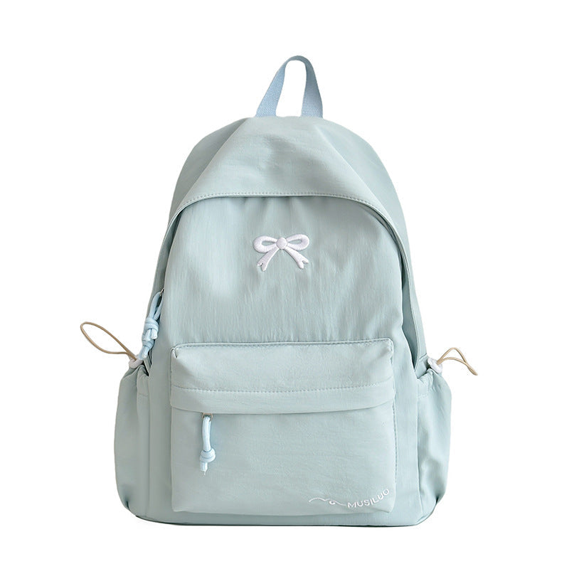 Bow-Embossed Casual School Backpack