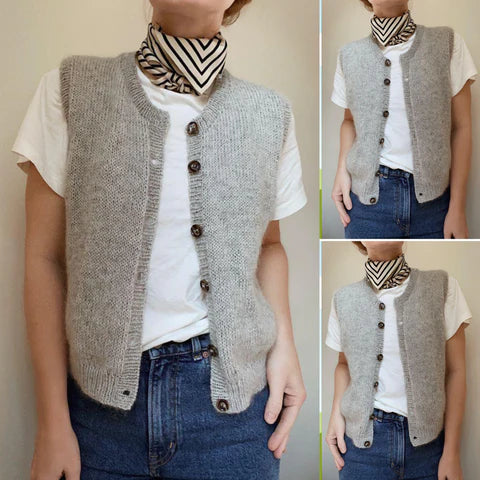 Light Grey Sleeveless Women's Cardigan