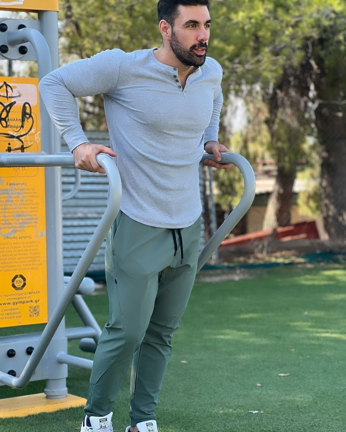 Men's Ribbed Henley Shirt