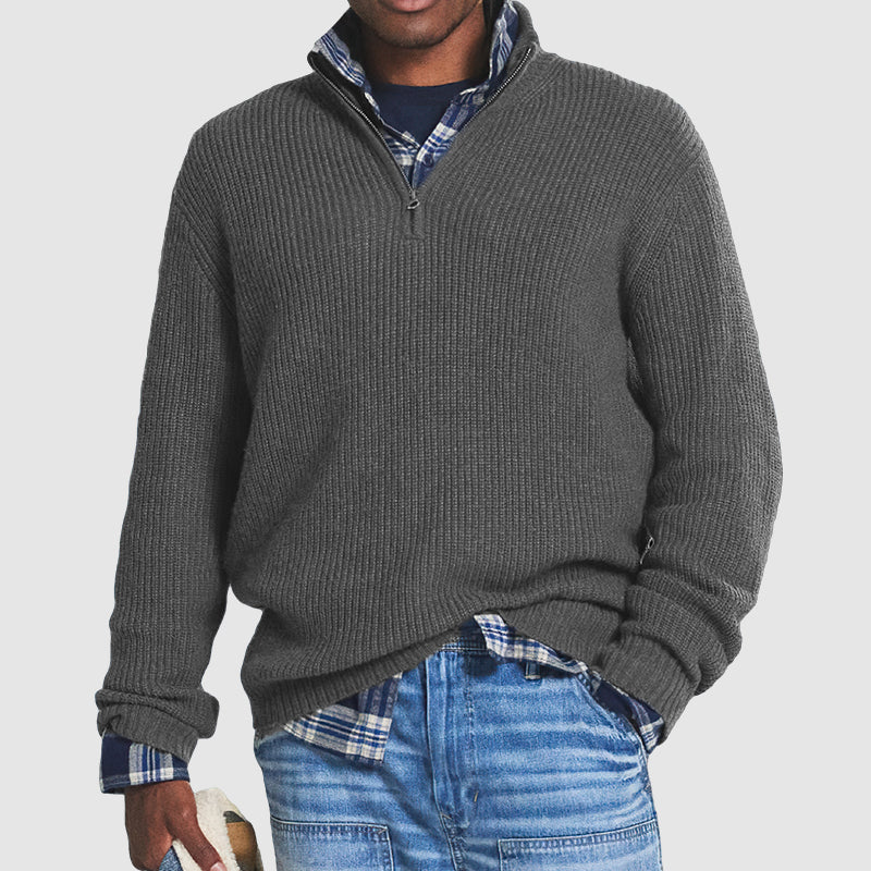 Men's Slim-Fit Cashmere Half-Zip Business Sweater