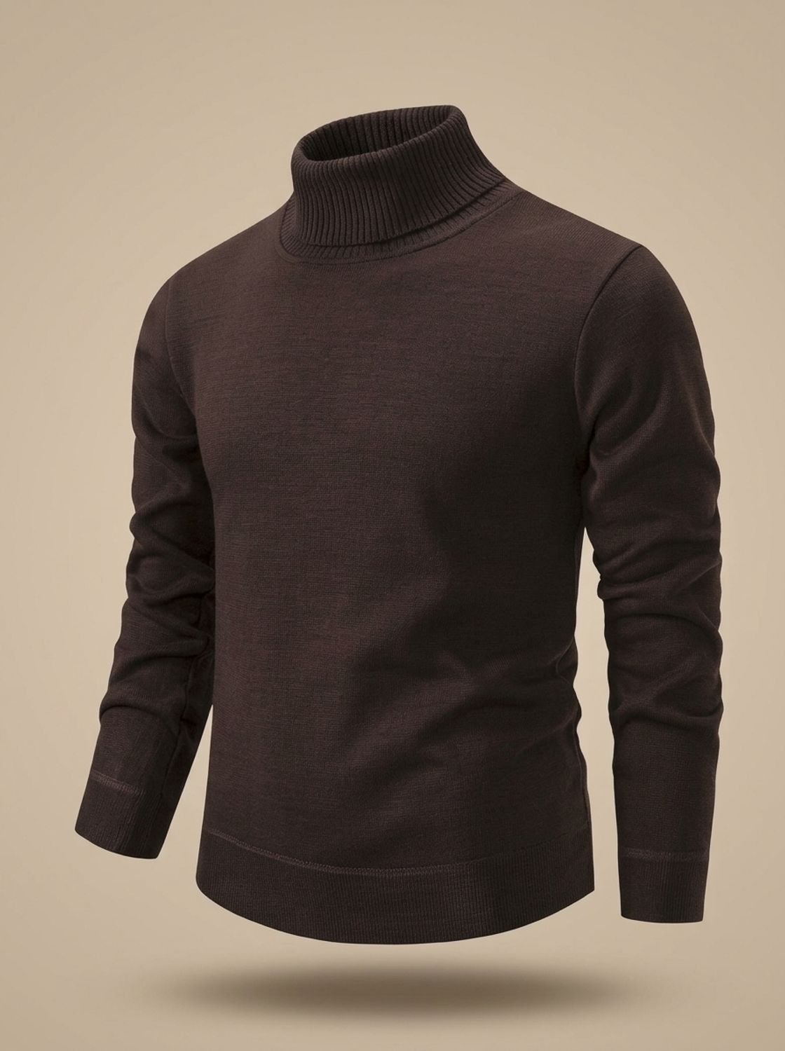Men's Slim-Fit Fine-Knit Turtleneck Sweater with Ribbed Cuffs