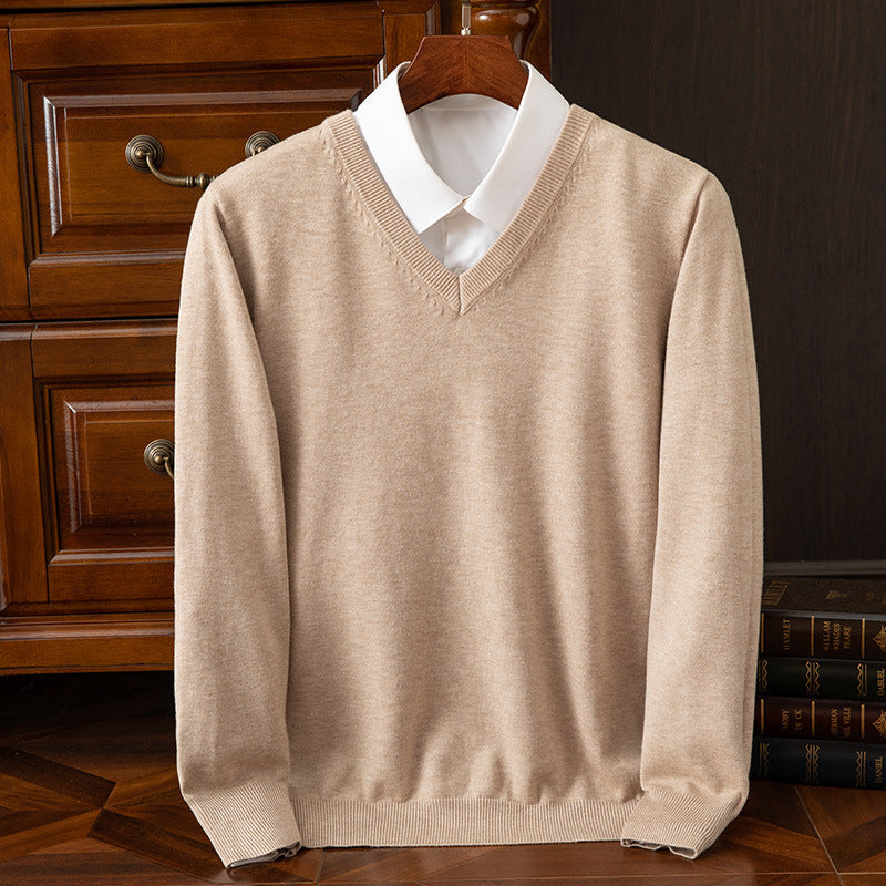 Men's V-Neck Sweater Merino Wool