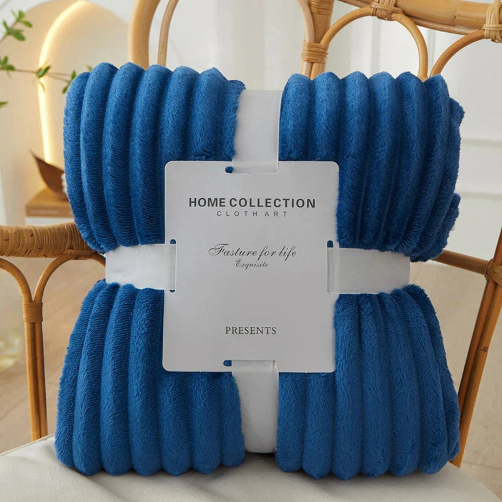 Striped Throw Blanket with Ribbed Texture for Bed or Sofa