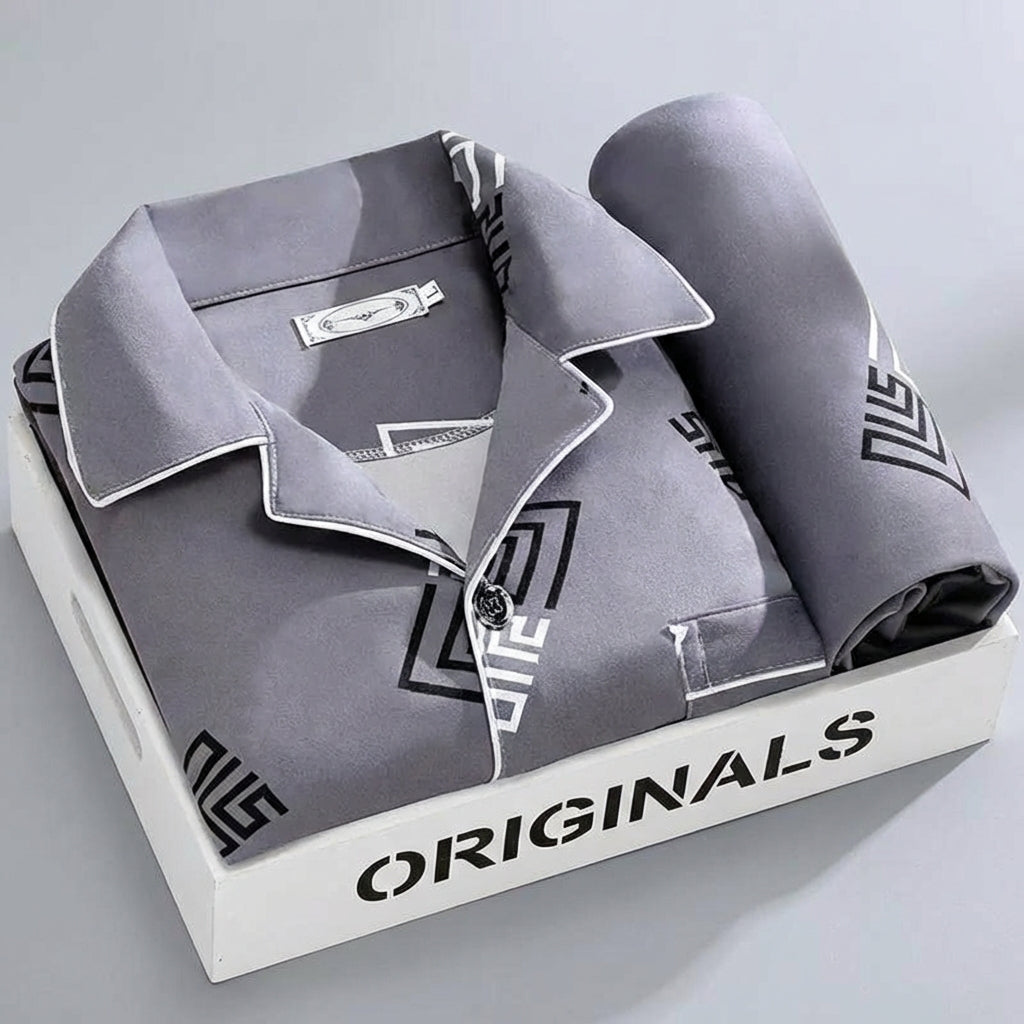 Wearclo | Men's Checked Pyjama Set with Button-Down Shirt