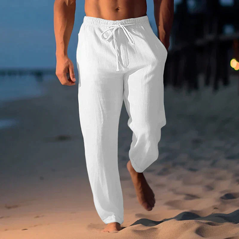 Wearclo | Men's Lightweight Drawstring Linen Beach Pants