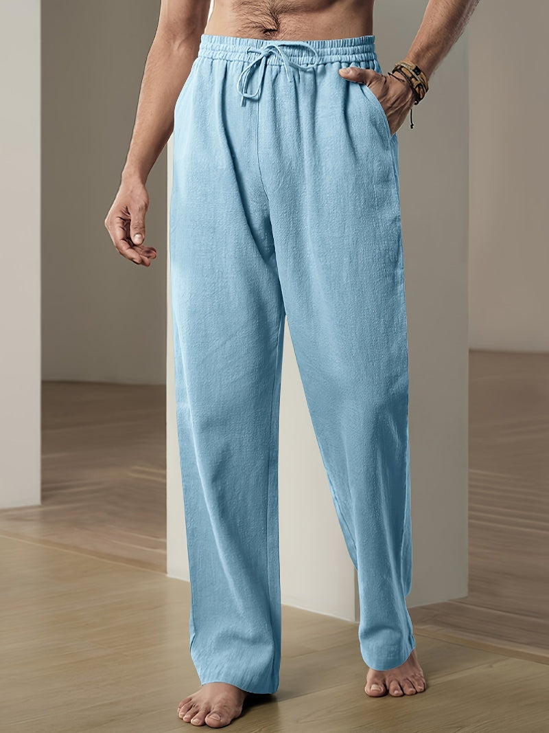 Wearclo | Men's Linen Blend Drawstring Lounge Pants