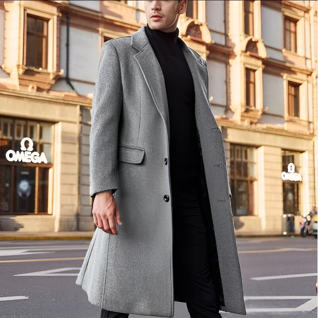 Wearclo | Men's Long Wool Overcoat
