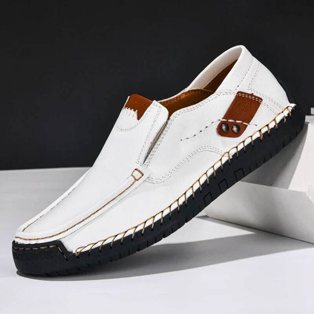 Wearclo | Men's Slip-On Loafers with Contrast Stitching