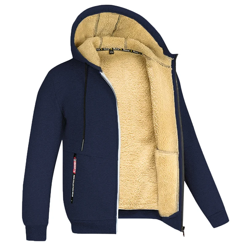 Wearclo | Men's Zip-Up Fleece Hoodie with Sherpa Lining
