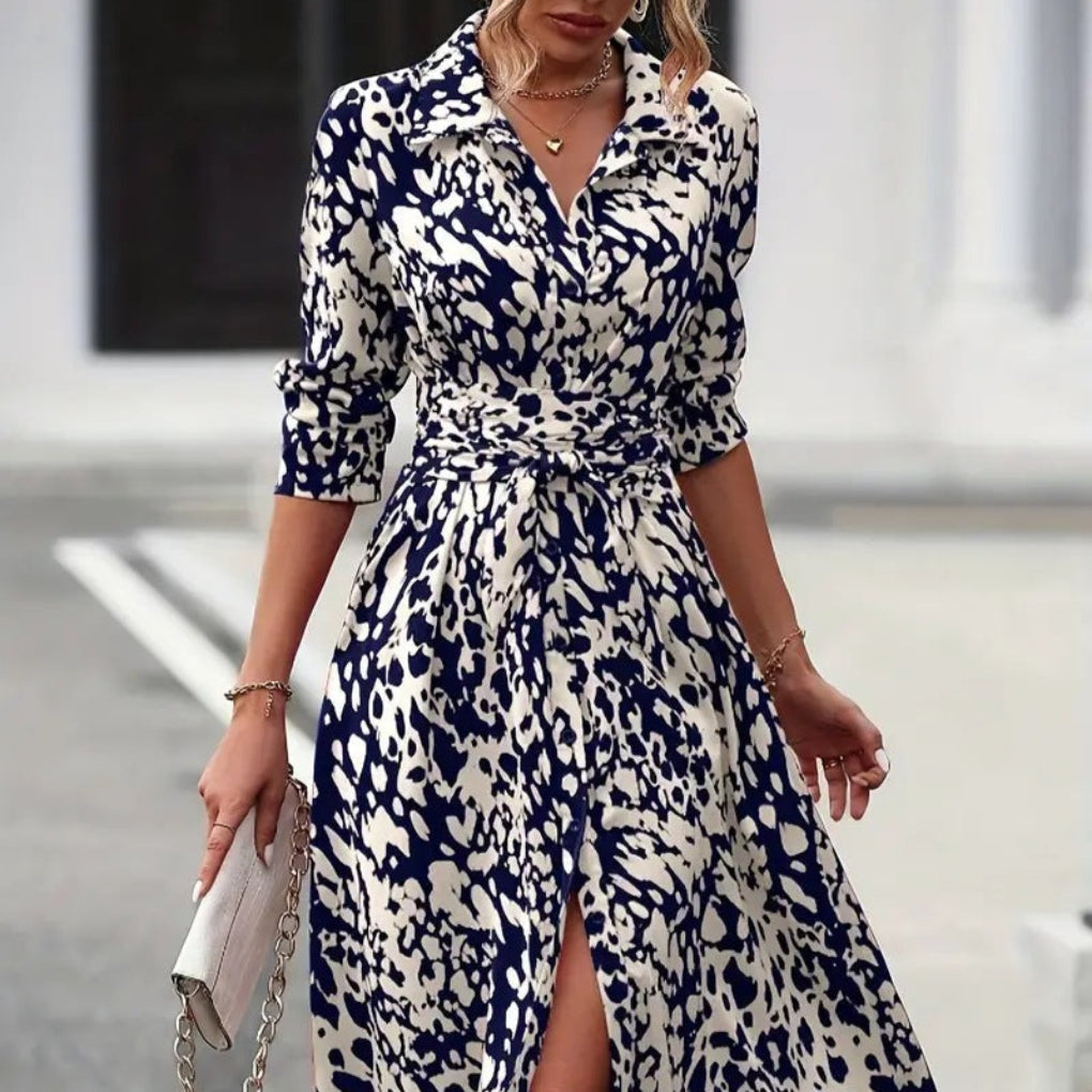Wearclo | Women's Belted Midi Shirt Dress