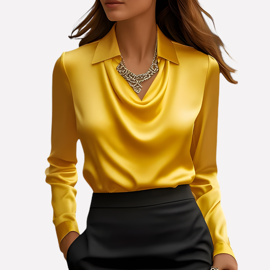 Wearclo | Women's Cowl Neck Blouse Long Sleeve