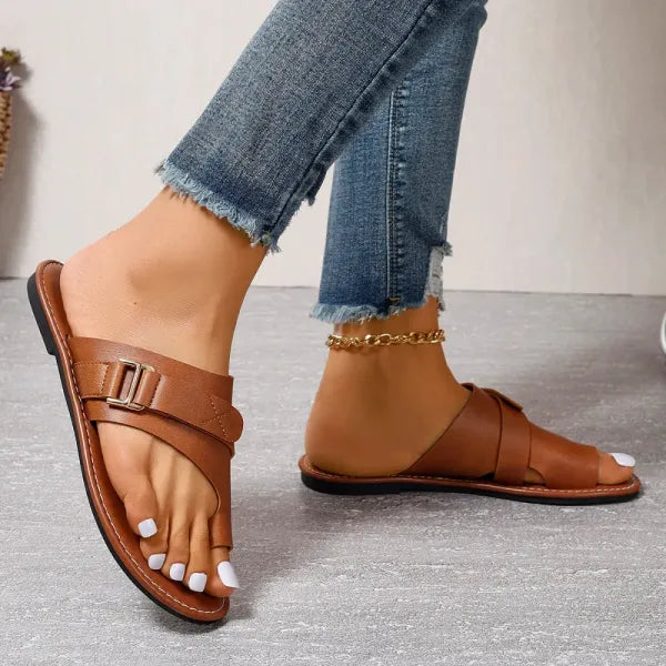 Wearclo | Women's Flat Thong Sandals with Adjustable Strap