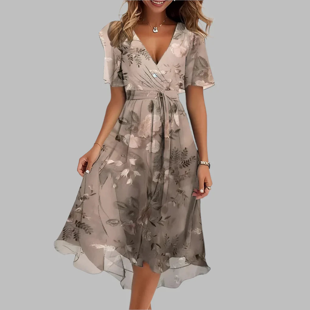 Wearclo | Women's Floral Midi Wrap Dress