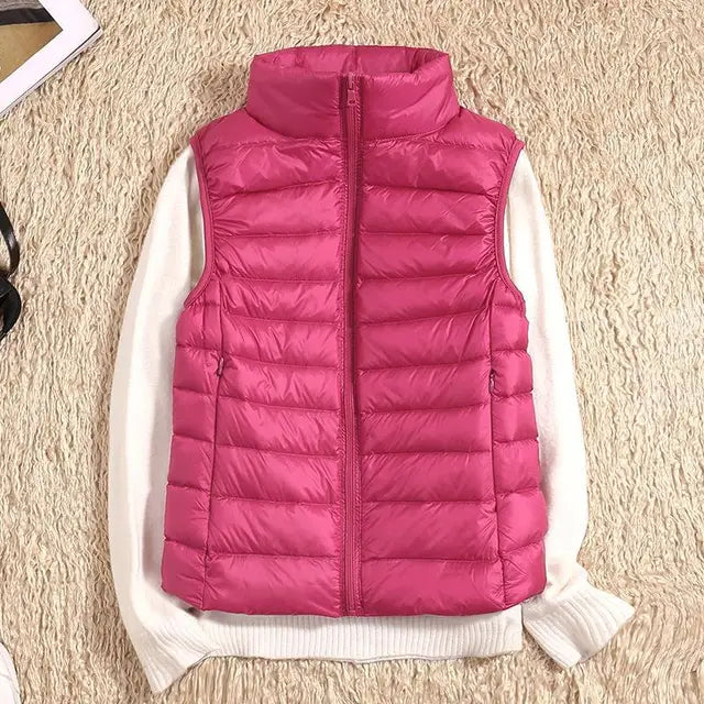 Wearclo | Women's Lightweight Down Vest with Stand Collar