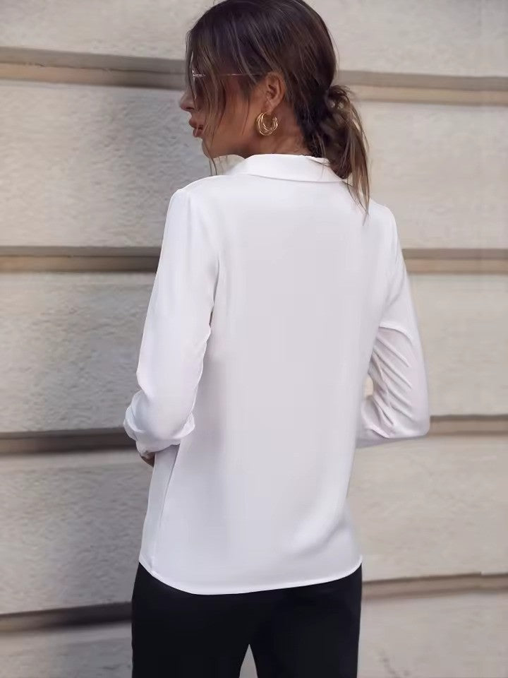 Wearclo | Women's Long Sleeve Button-Up Shirt with Ring Detail