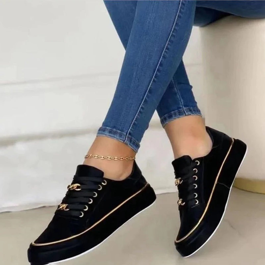 Wearclo | Women's Sneakers with Gold Chain Detail