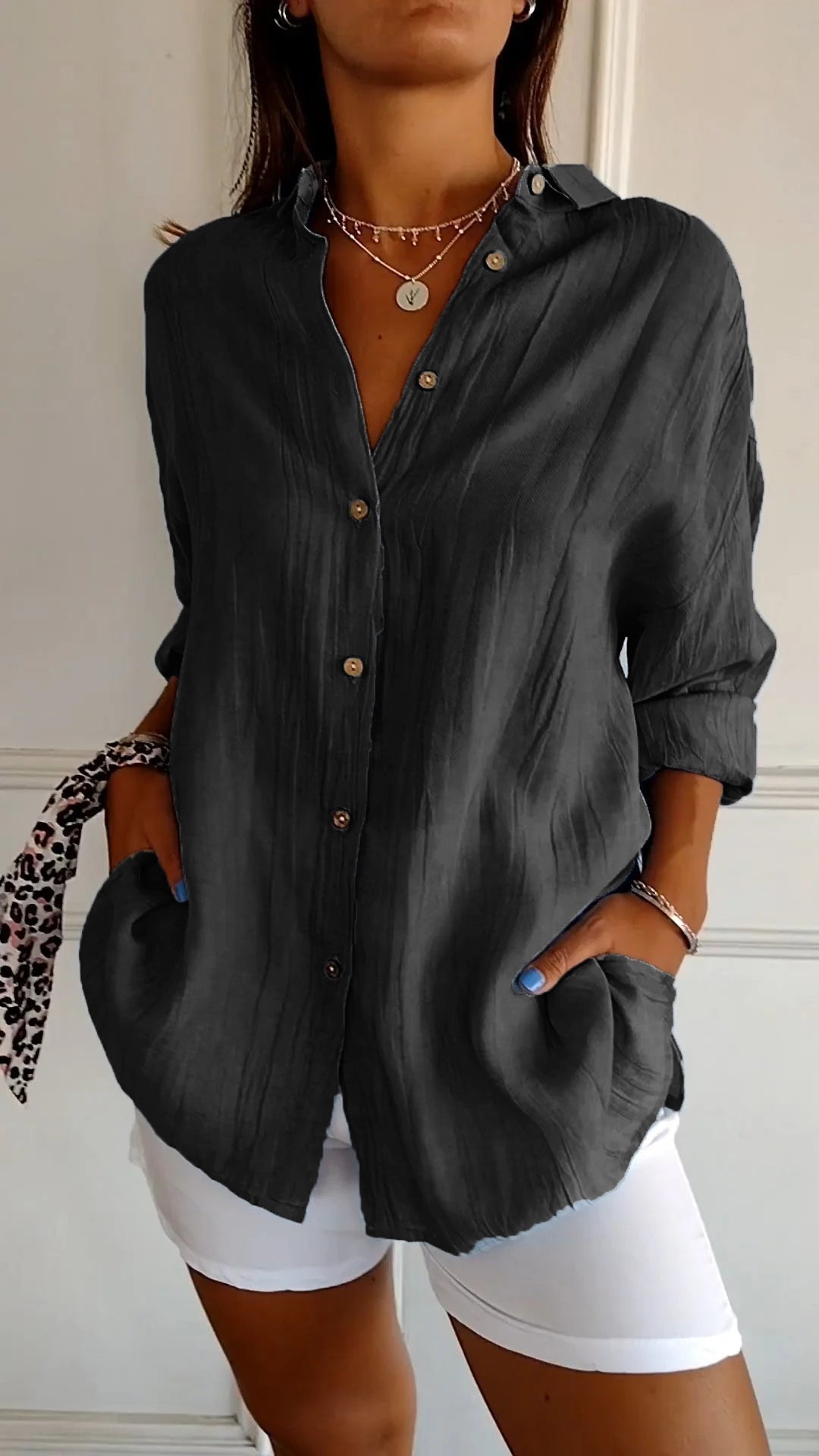 Wearclo | Women's Textured Button-Up Shirt