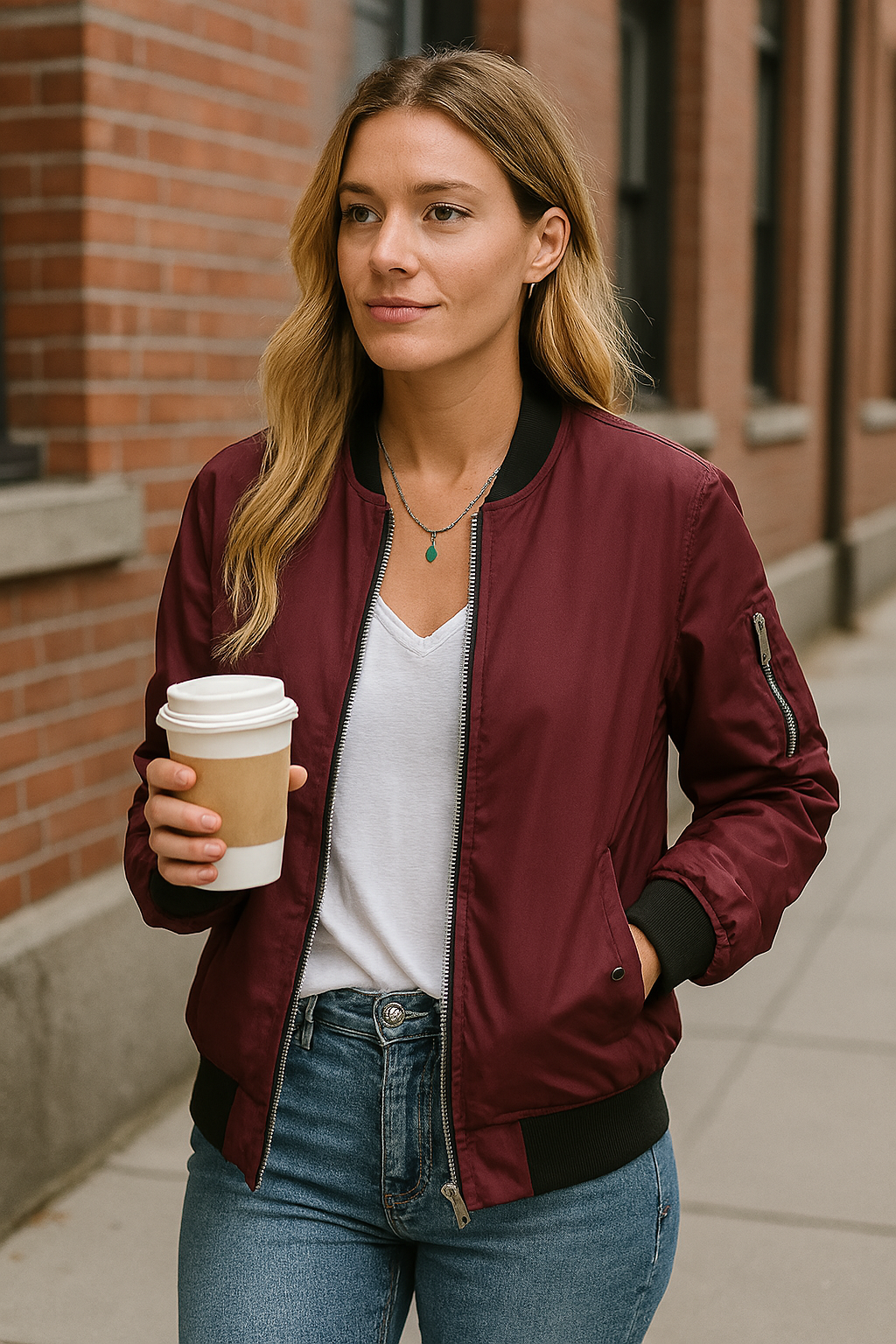 Women's Comfortable Zip-Up Bomber Jacket