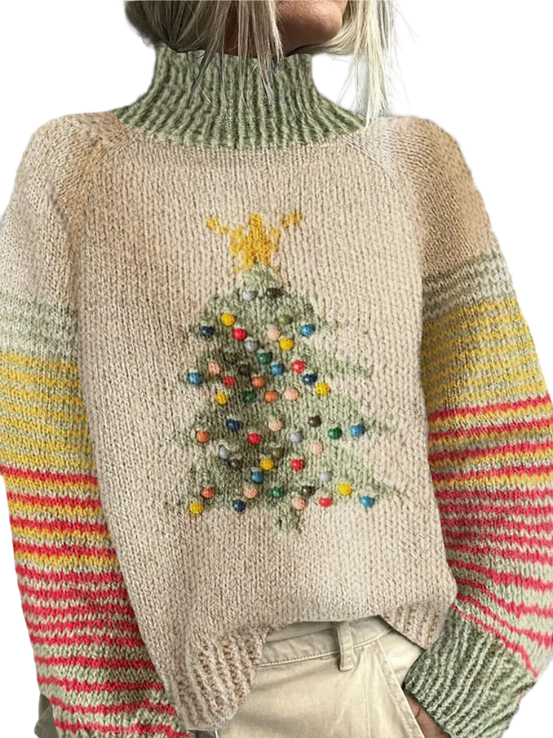 Women's High Neck Christmas Sweater