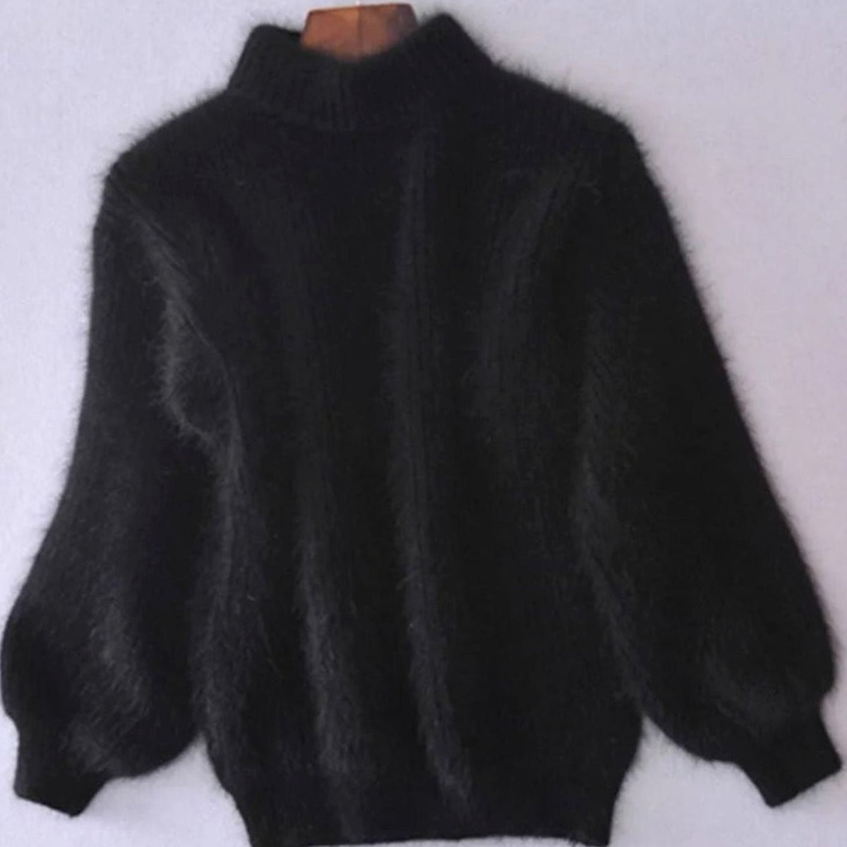 Women's Loose-Knit Fuzzy Angora Turtleneck Sweater