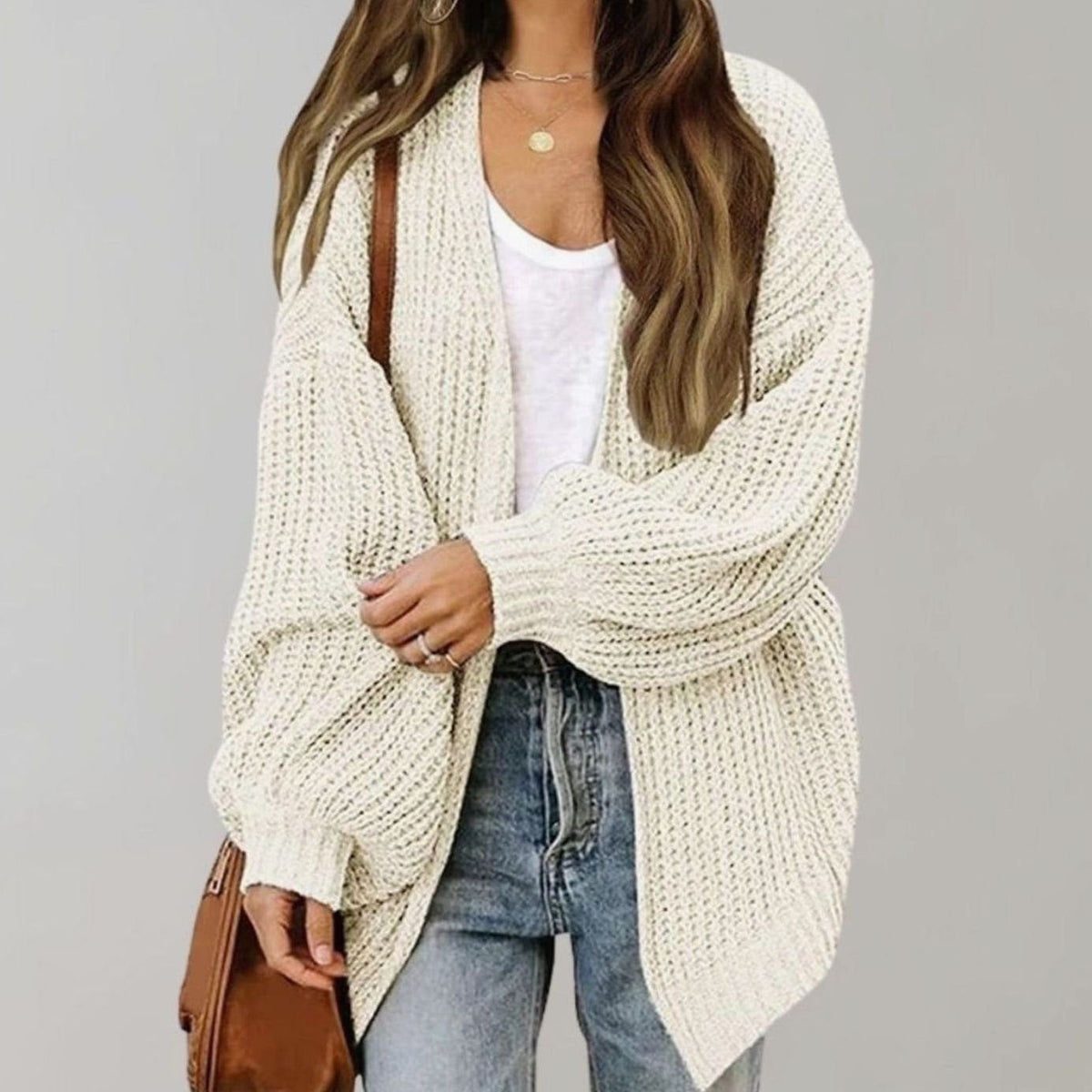 Women's Relaxed-Fit Oversized Knit Open-Front Cardigan Sweater