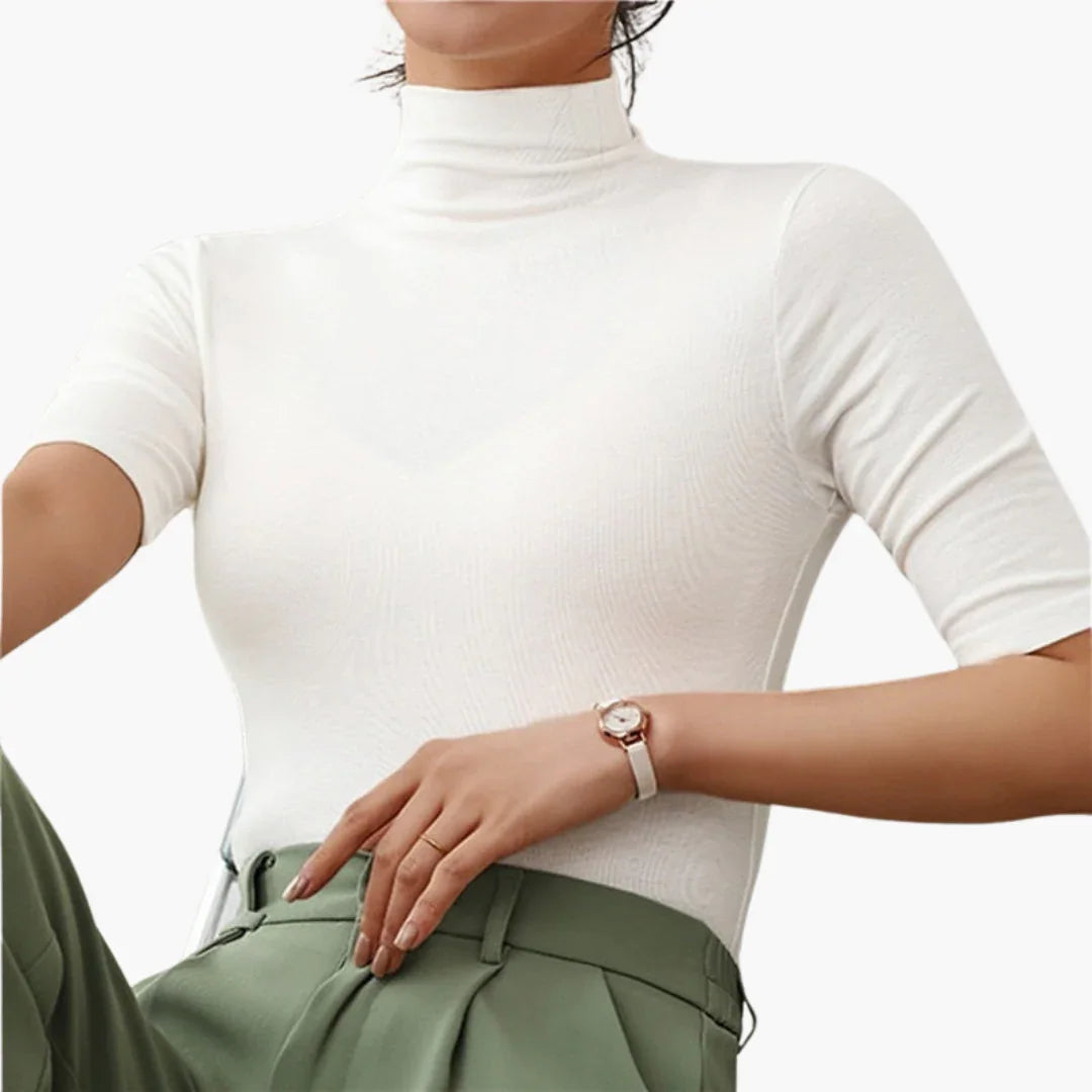 Women's Seamless Half-Sleeve Turtleneck Sweater