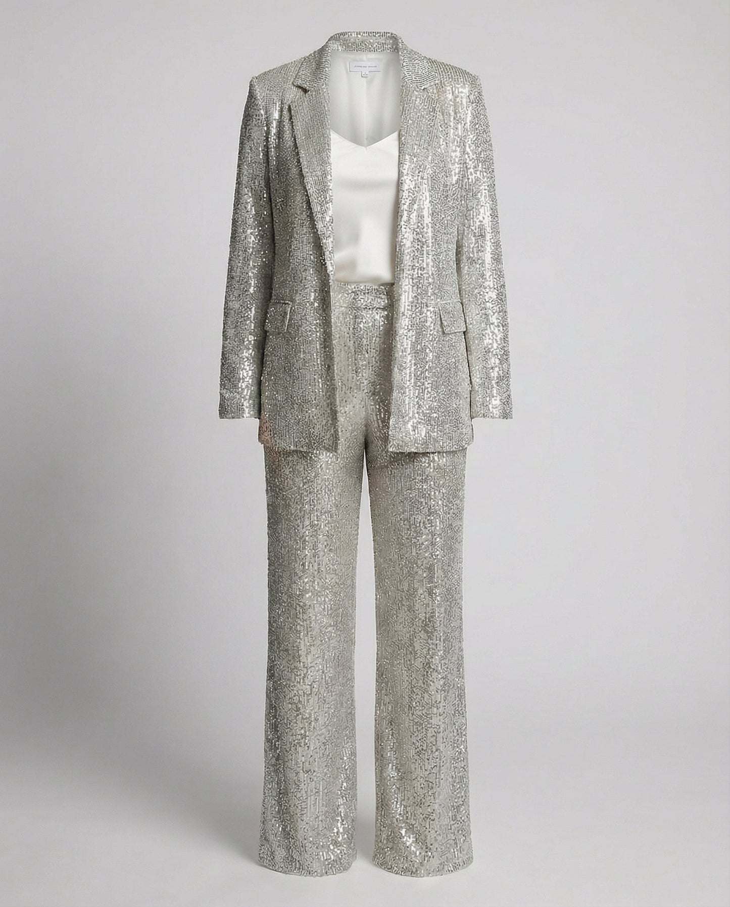 Women's Sparkling Blazer Suit with Wide Legs and Shimmering Sequins Wearclo