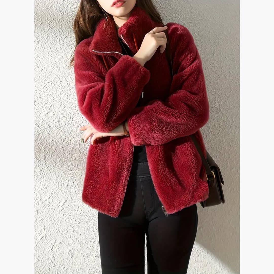 Women's Warm and Casual Zip-Up Teddy Coat Jacket