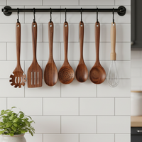 10-Piece Natural Teak Kitchen Utensil Set