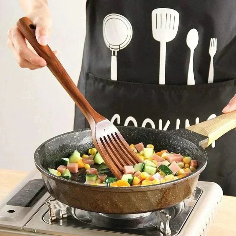 10-Piece Natural Teak Kitchen Utensil Set