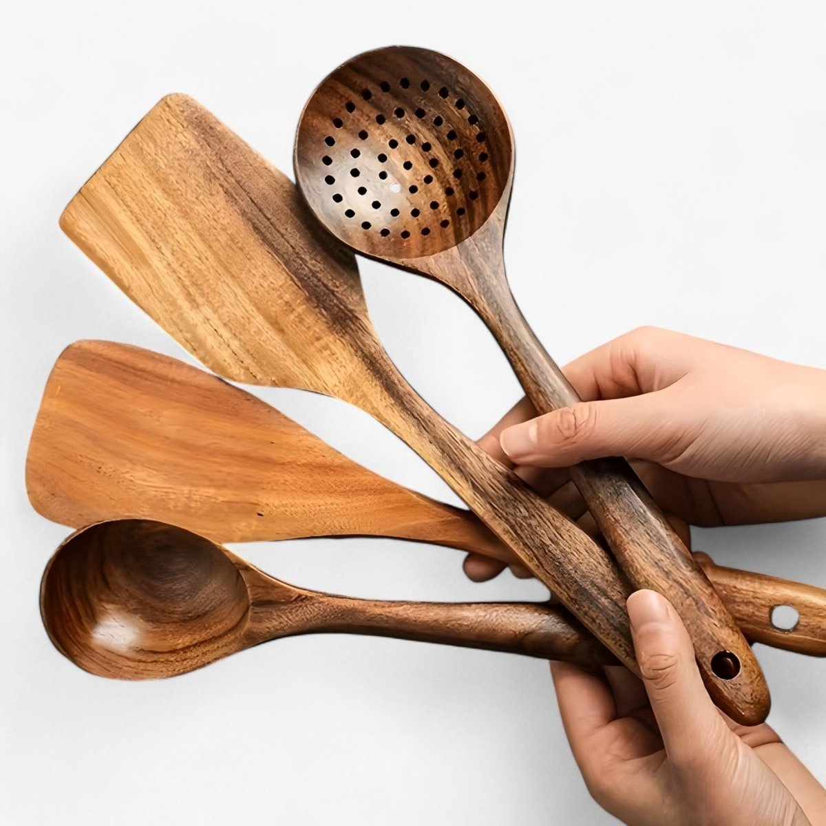 11-Piece Heat-Resistant Wooden Utensil Set