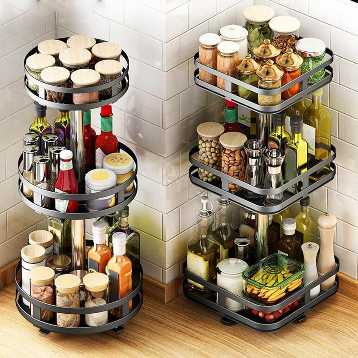 360° Rotating Spice Rack Organizer