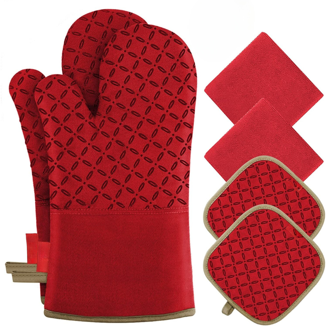 6-Piece Heat-Resistant Oven Mitt and Pot Holder Set