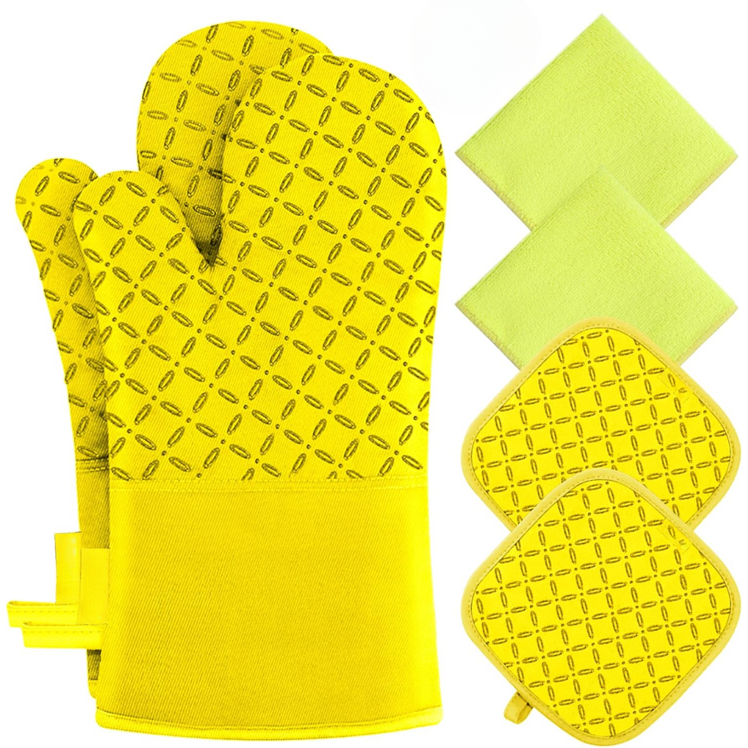 6-Piece Heat-Resistant Oven Mitt and Pot Holder Set