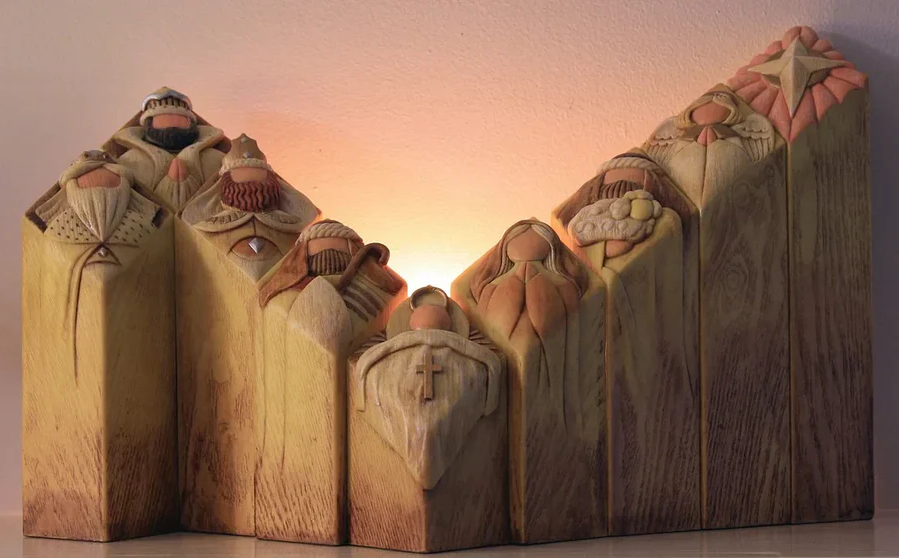 9-Piece Heaven's Glory Nativity Pillar Statues Set