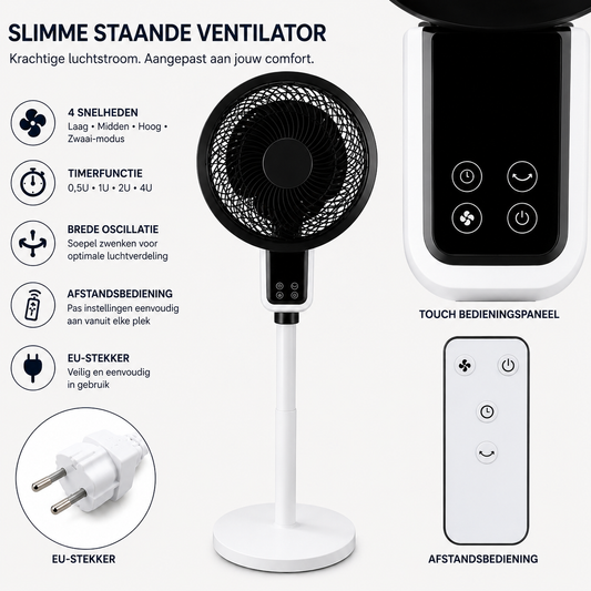 Adjustable Standing Fan with 3D Oscillation