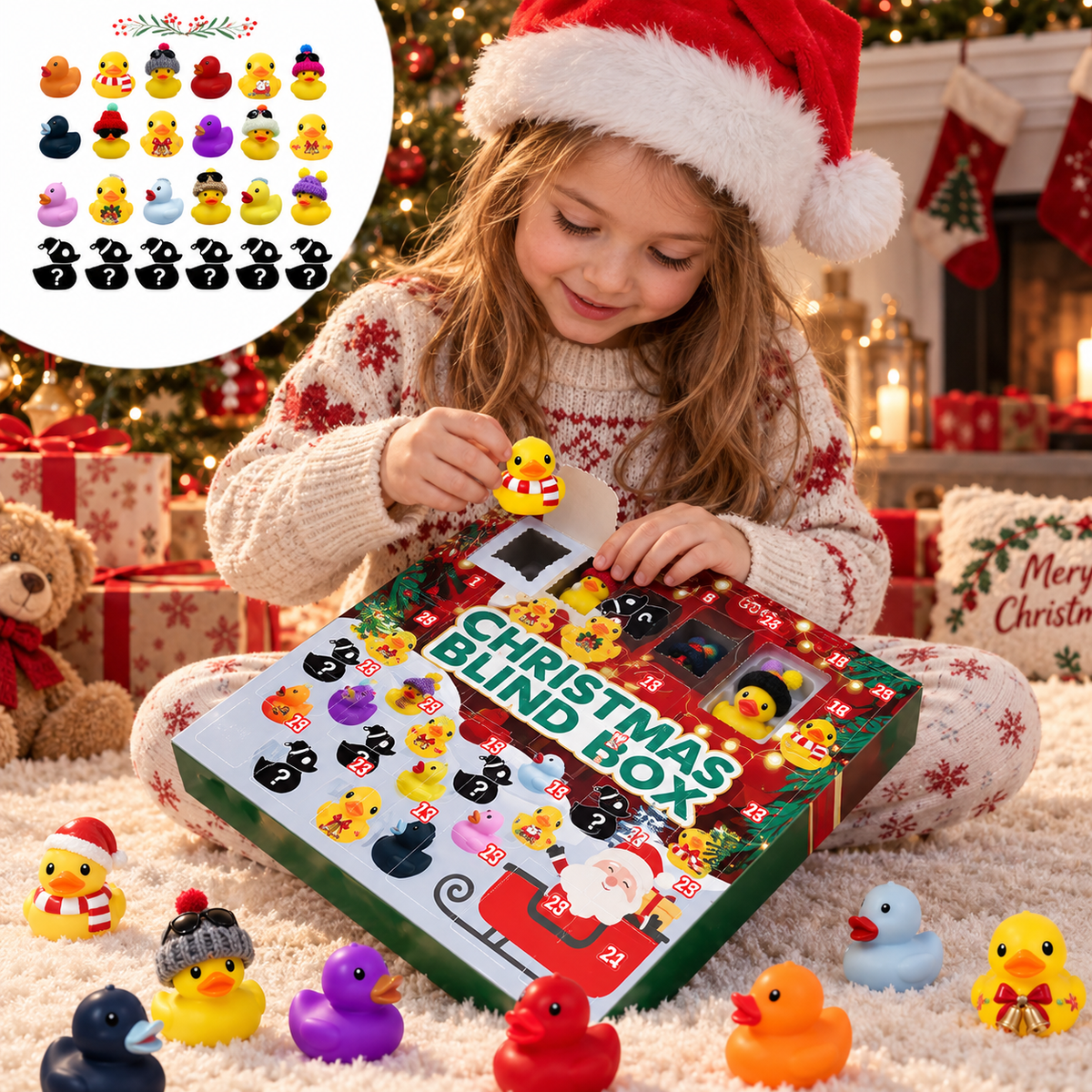 Advent Calendar with 24 Rubber Animals – Christmas Countdown Seasonal Activity for Kids