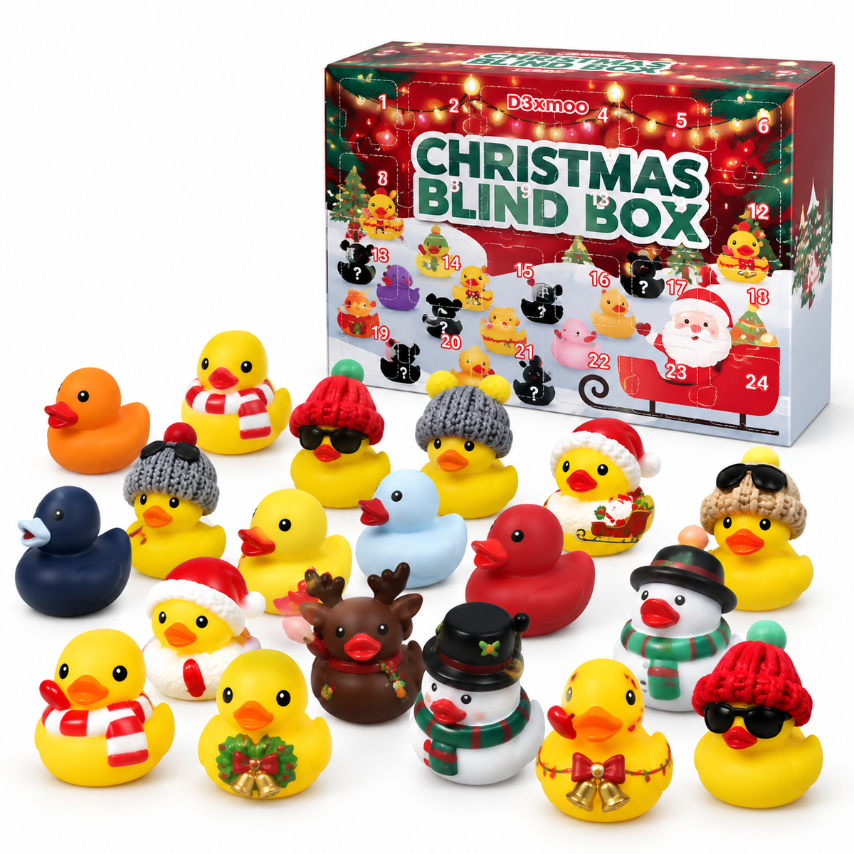Advent Calendar with 24 Rubber Animals – Christmas Countdown Seasonal Activity for Kids
