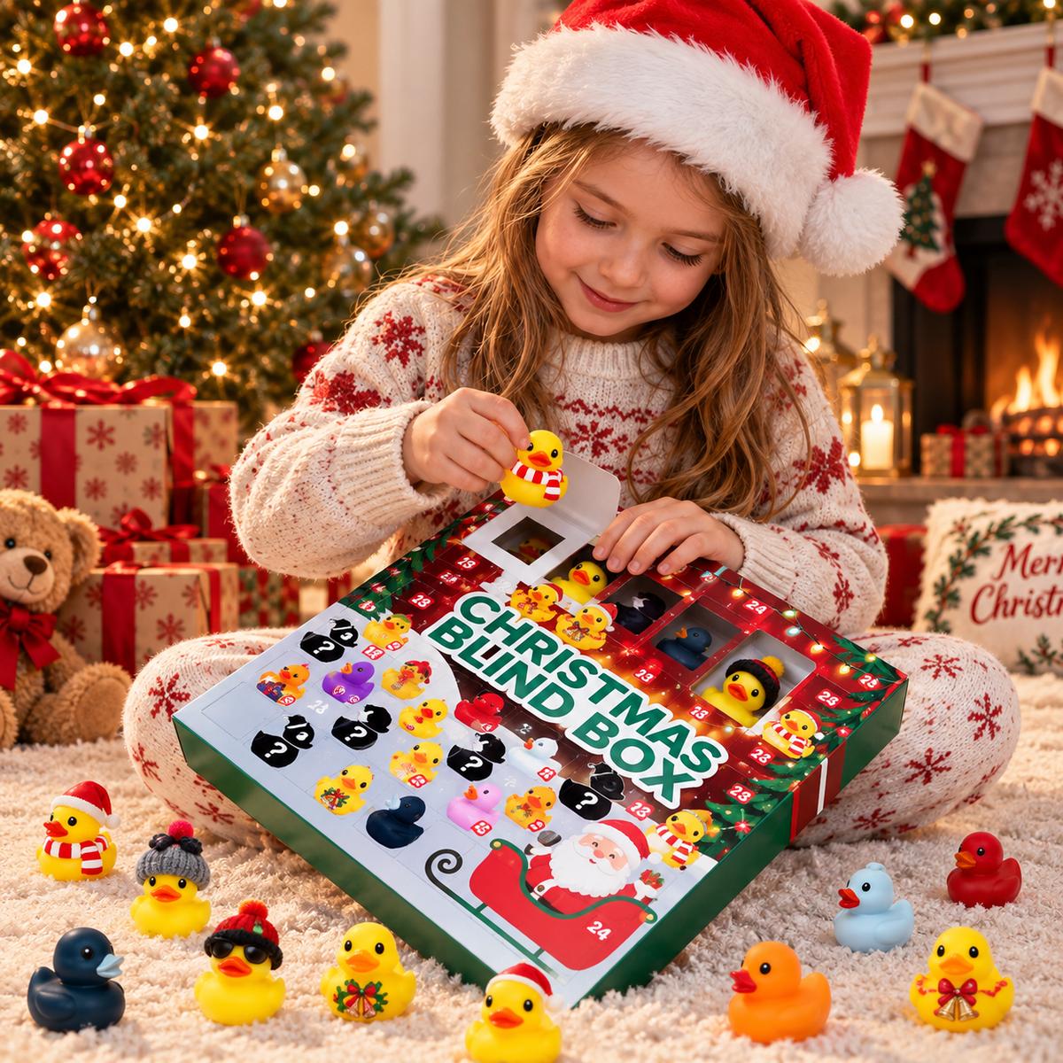 Advent Calendar with 24 Rubber Animals – Christmas Countdown Seasonal Activity for Kids