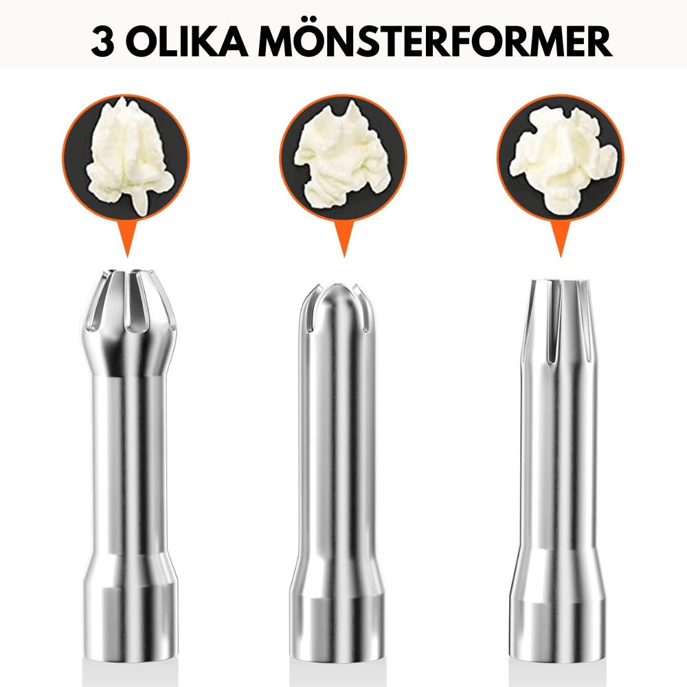 Aluminum Whipped Cream Dispenser with Three Nozzles and Siphon Mechanism