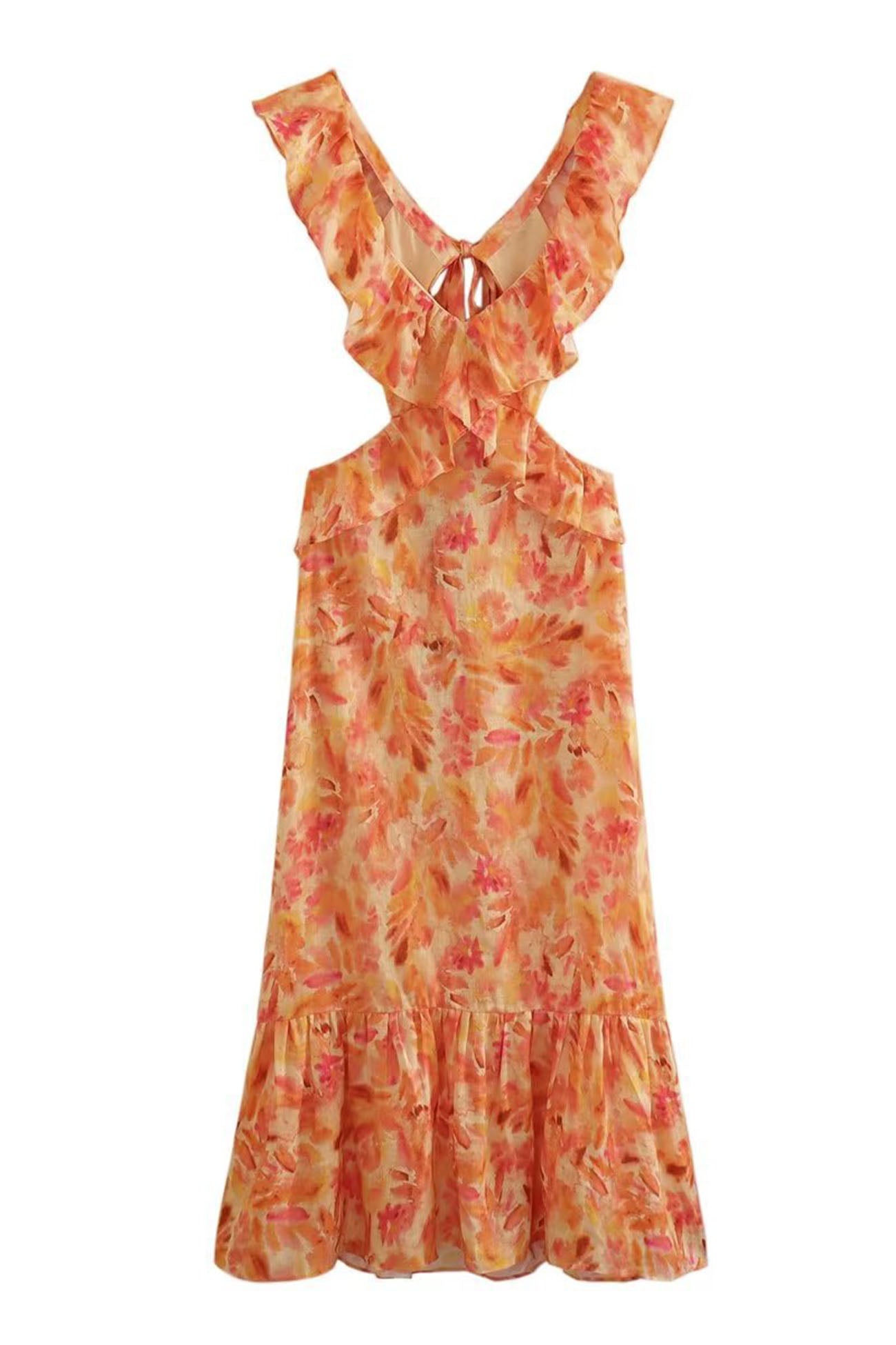 Image of Alyssa | Women's V-Neck Cutout Midi Dress