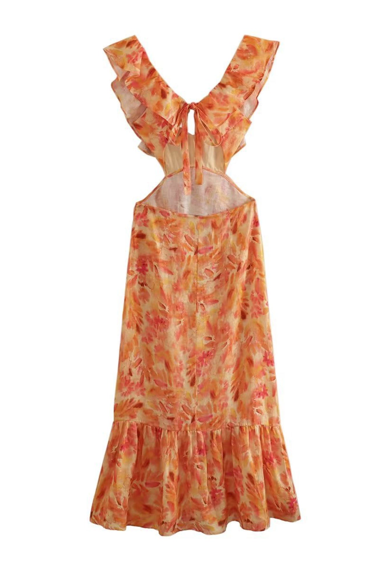 Image of Alyssa | Women's V-Neck Cutout Midi Dress