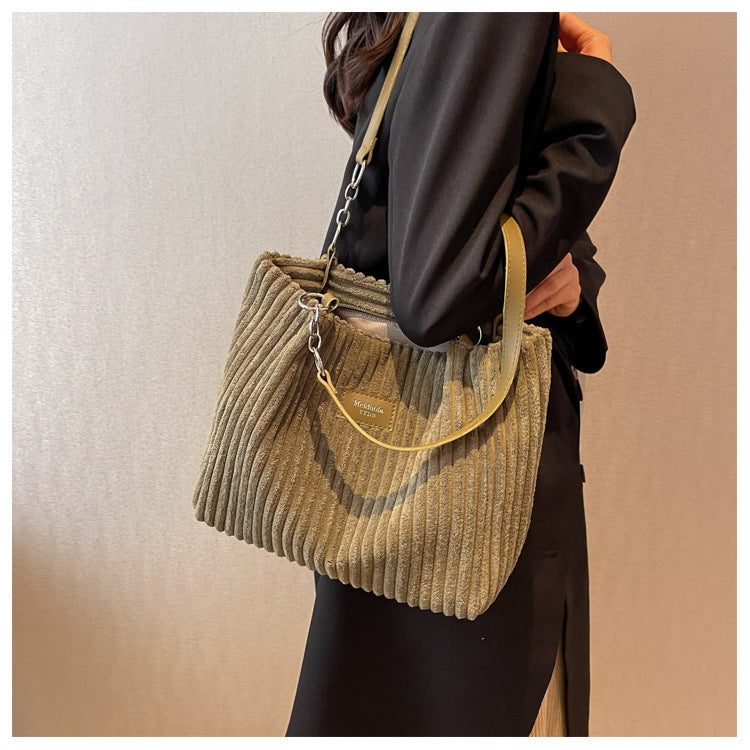 Amelia Corduroy Shoulder Bag - Luxurious and Practical for Everyday Use