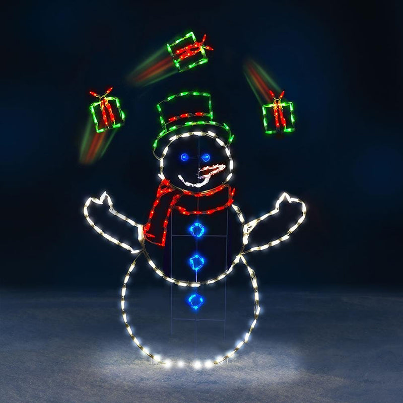 Animated LED Snowball Fight Light - Outdoor Snowman & Penguin Christmas Decor