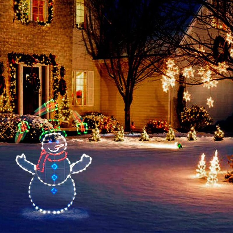 Animated LED Snowball Fight Light - Outdoor Snowman & Penguin Christmas Decor