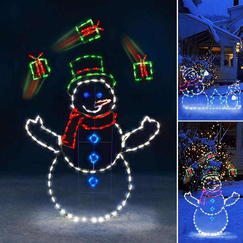Animated LED Snowball Fight Light - Outdoor Snowman & Penguin Christmas Decor