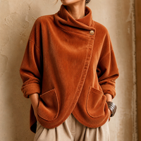 Asymmetric Wrap Neckline Corduroy Jacket
