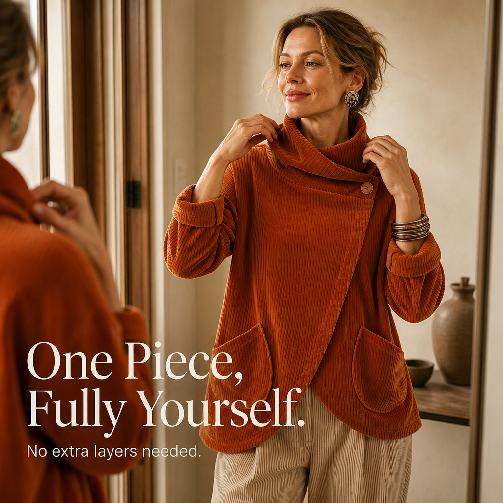 Asymmetric Wrap Neckline Corduroy Jacket