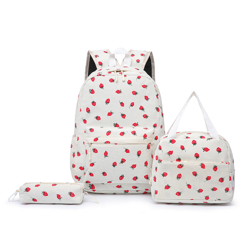 Backpack Set with Playful Strawberry Pattern